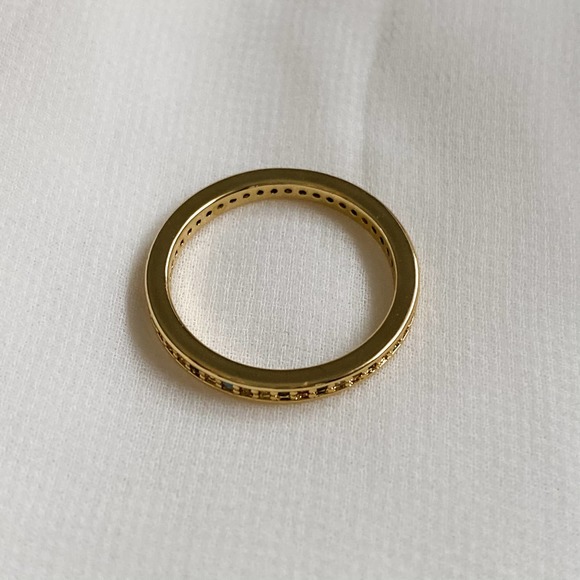 Gold Dainty Rainbow CZ Diamond Ring Band - Picture 4 of 9